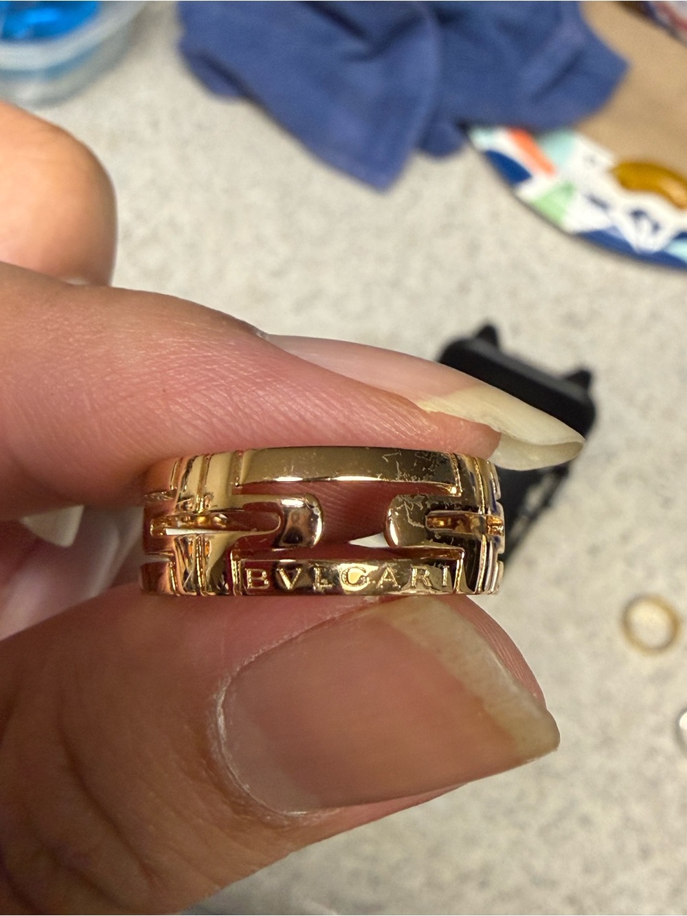 Bulgari Rose Gold Link Logo Ring